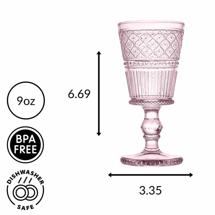 Godinger - Wholesale Wine Glass - Claro Pink Goblet, Set of 4