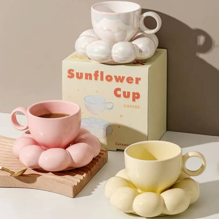 Homerely - Wholesale Coffee Mug - 200ml Ceramic Coffee Mug with Cloud Decorative Plate