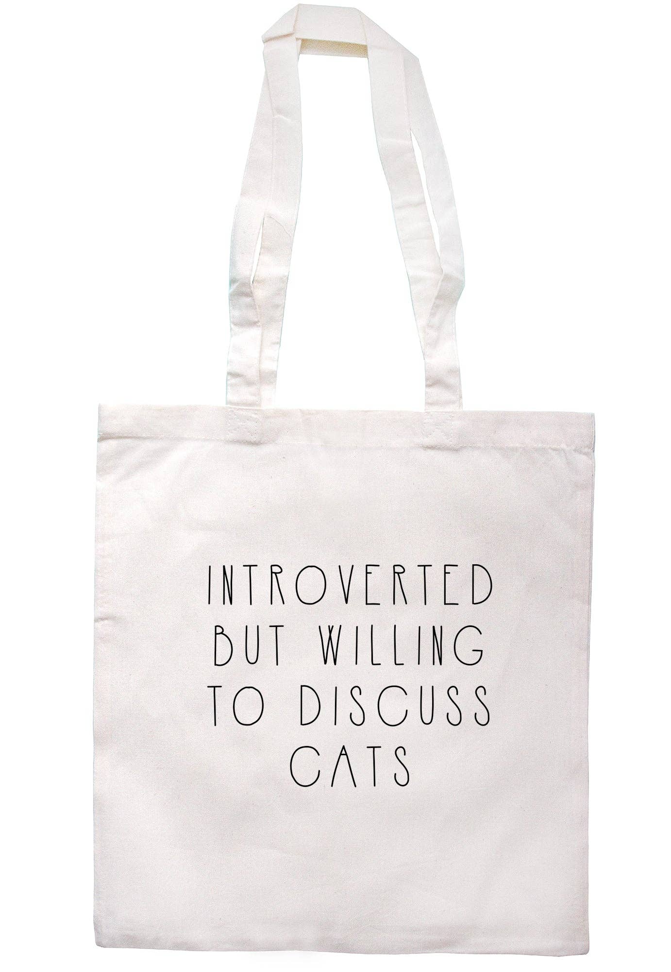 Illustrated Identity – wholesale Tote bag – Unisex – Introverted But Willing To Discuss Cats Tote Bag K24950