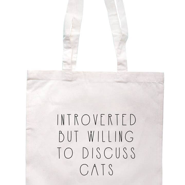 Illustrated Identity – wholesale Tote bag – Unisex – Introverted But Willing To Discuss Cats Tote Bag K2495
