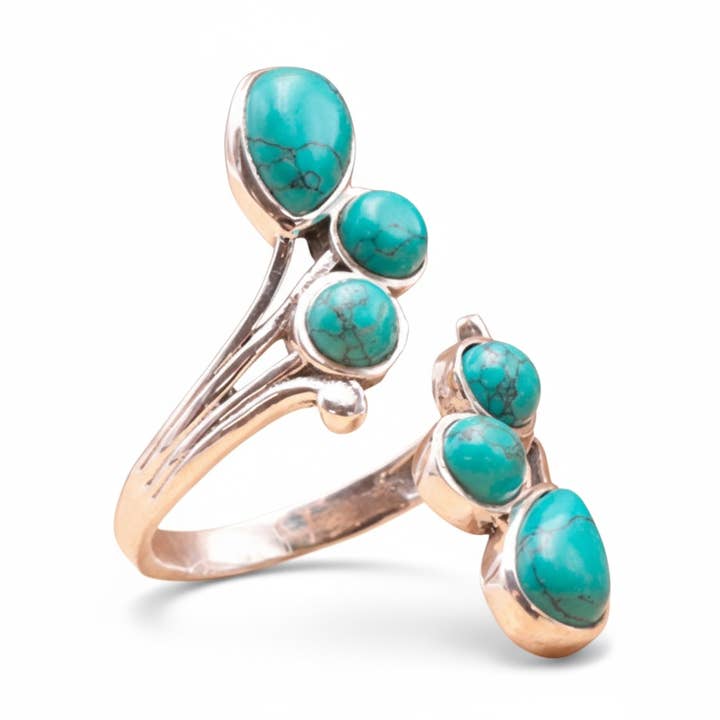 Bague réglable Turquoise Chine AA argent 925 pour la vente par La Boîte à Cailloux