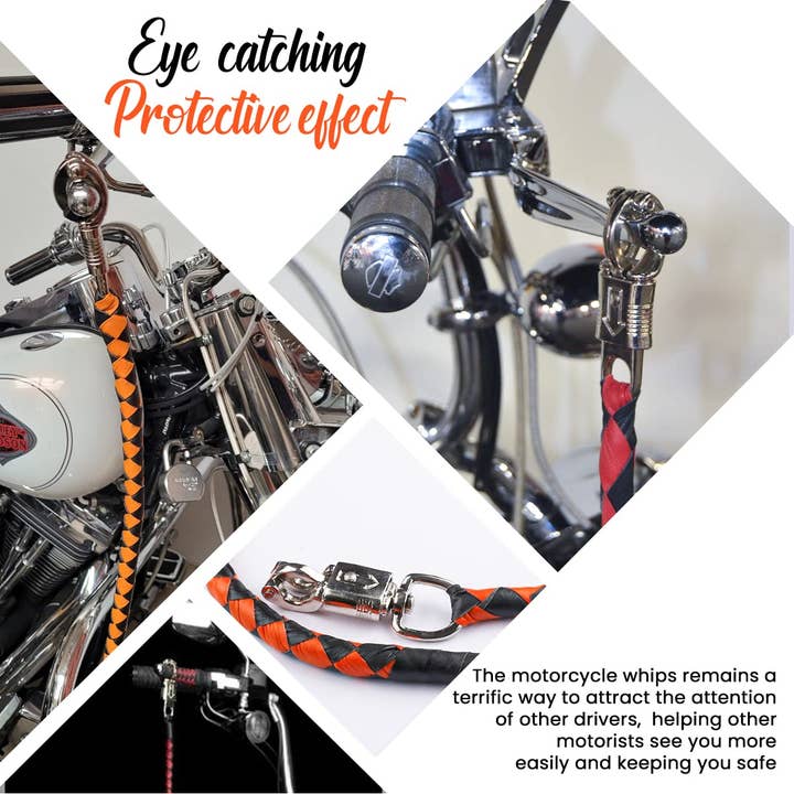 Hadzam - Wholesale Sporting Accessories - HADZAM White/Black 42” Leather Motorcycle Get Back Whip