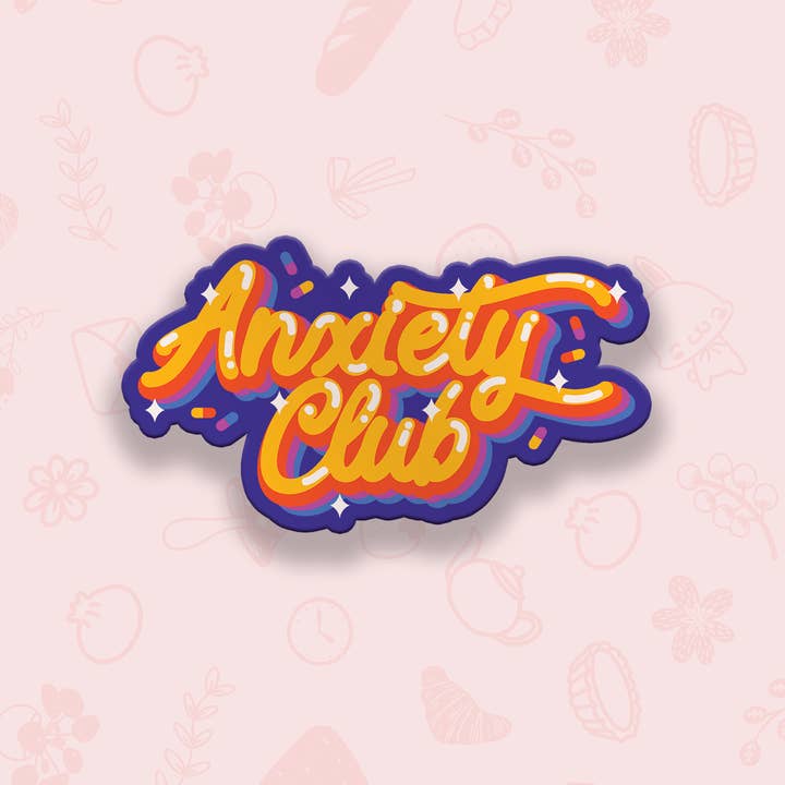 Anxiety Club Vinyl Sticker for wholesale by Pineberry Paper