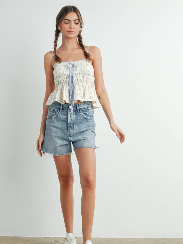 Floral Ruffle Top - BMT7688 for wholesale by BUTTERMELON