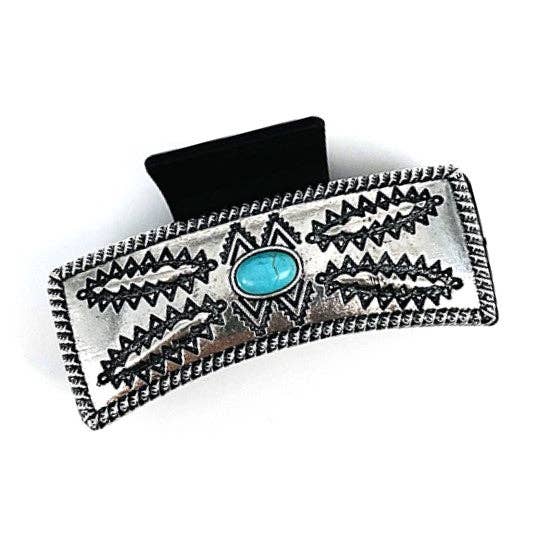 WESTERN STYLE TURQUOISE CASTING HAIR CLAW for wholesale by Snowing West