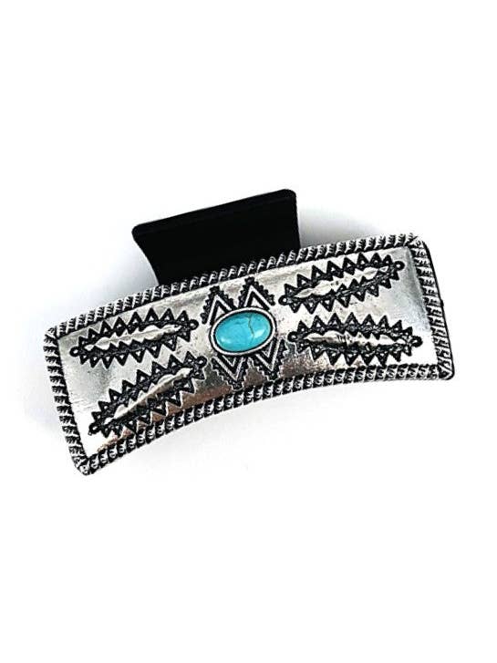 WESTERN STYLE TURQUOISE CASTING HAIR CLAW for wholesale by Snowing West