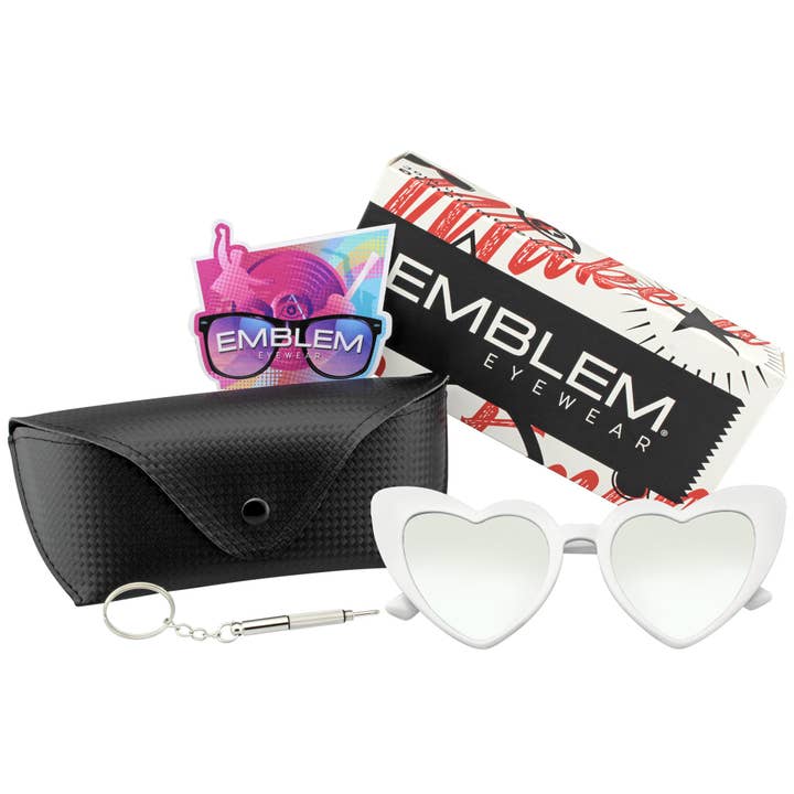 Oversize Cat Eye Heart Shape Mirrored Lens Sunglasses for wholesale by Emblem Eyewear