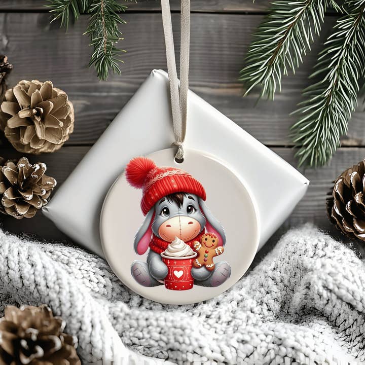 Baby Donkey Character Christmas Ceramic Ornament    for wholesale by JAC Wholesale