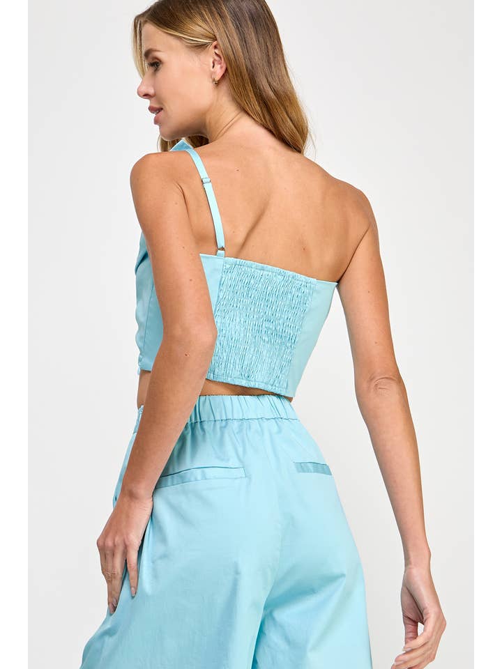 Strut & Bolt - Wholesale Shirt - Women's - One-Shoulder Knotted Flower Bow Crop Top16