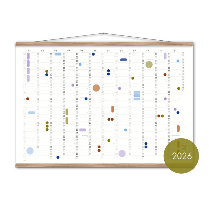 SANS.design - Wholesale Calendar - Calendar with adhesive dots 2026 - A2 / A12