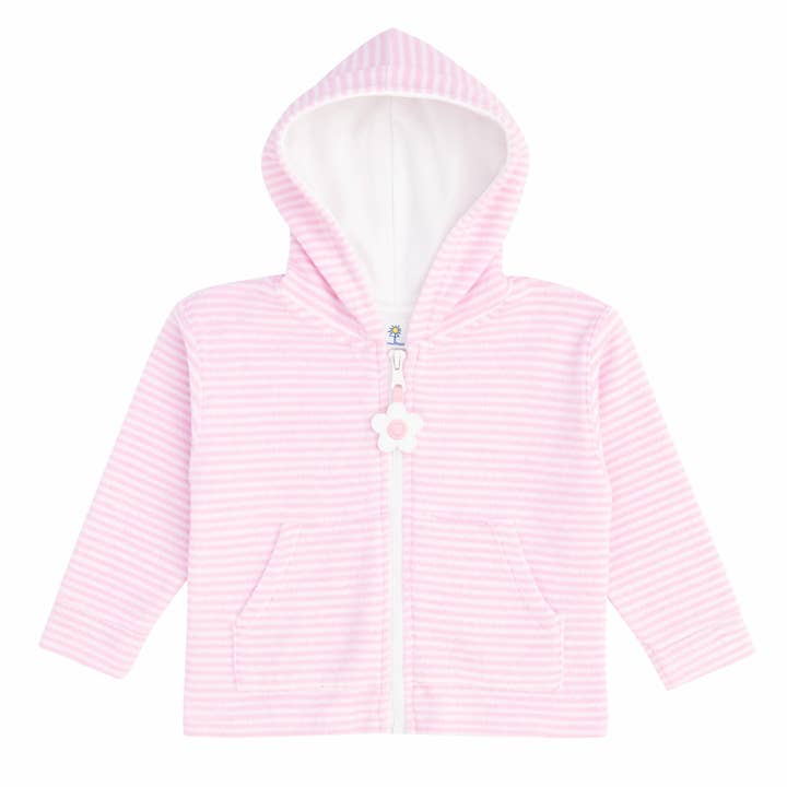 Stripe Terry Hoodie with Flower for wholesale by Florence Eiseman