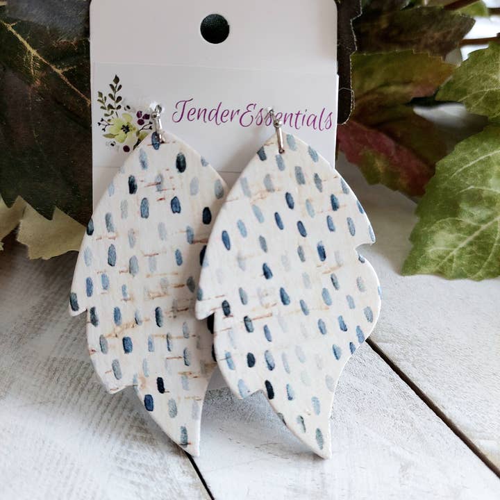 Spring earrings ~ leather cork earrings for wholesale by TenderEssentials ~ handmade jewelry