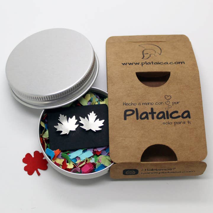 Plataica - Wholesale Stud/Post Earrings - Maple leaf earrings in 925 silver8