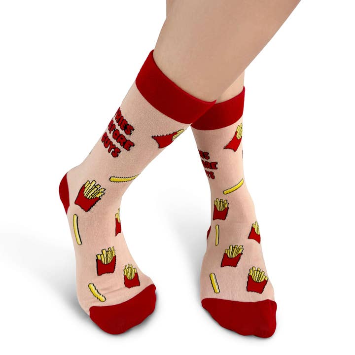 Happy Bits Socks - Wholesale Socks - Women's - Fries Before Guys Bamboo Socks| Fries Socks| Pastel PinkĀ 2