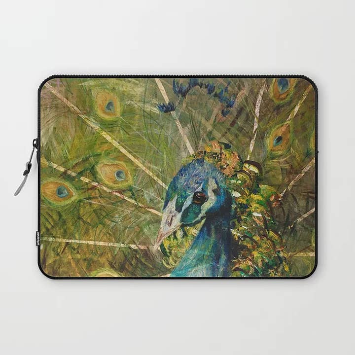 Peacock laptophoes voor wholesale door Fox & Willow Design Studio