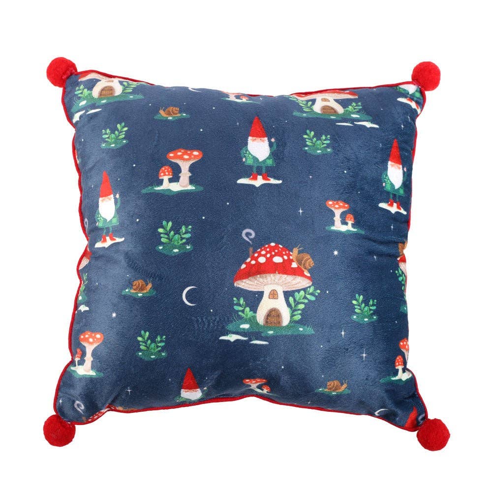 Something Different Wholesale - Wholesale Throw/Decorative Pillow - 35cm Square Gnome Print Cushion with Pom Poms1
