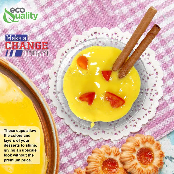 EcoQuality - Wholesale Disposable cup - 8oz Clear Plastic Disposable Durable Ice Cream Sundae Cups6