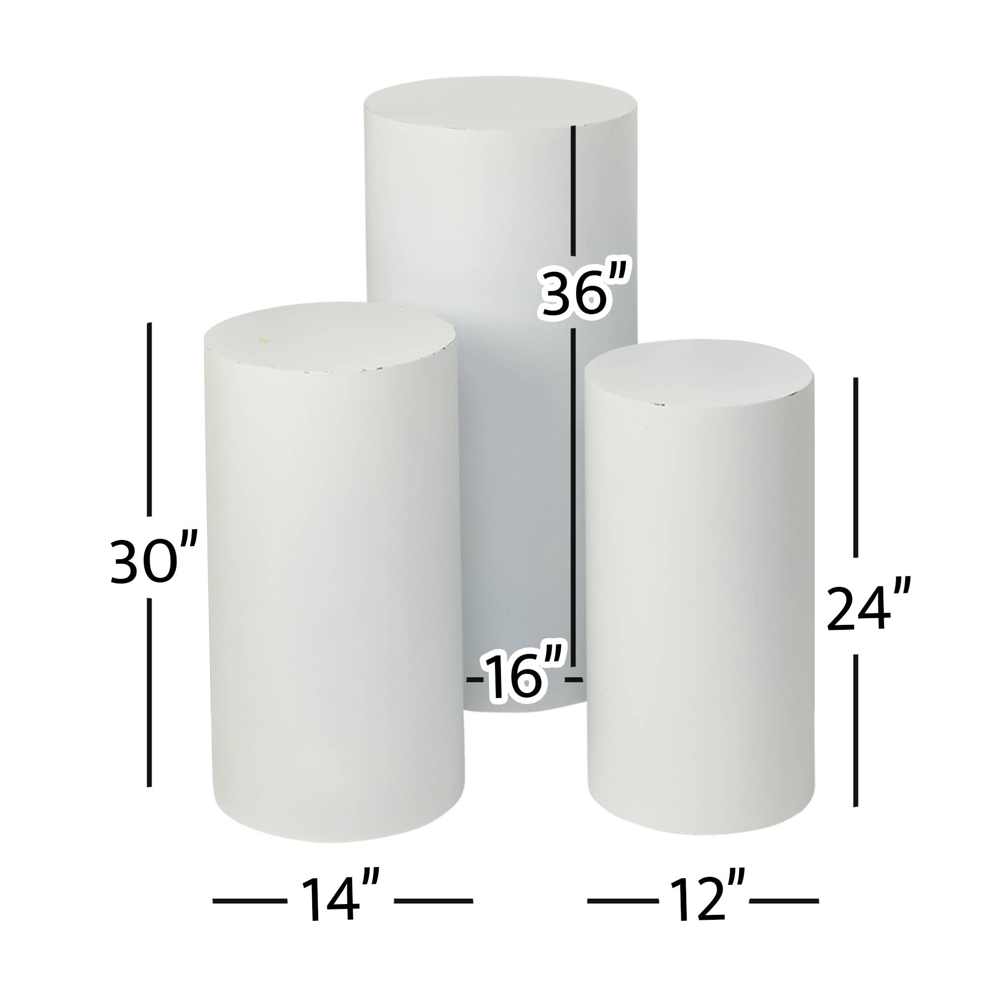 Metal Cylinder Pedestals Display 3pc/set - Matte White for wholesale on Faire1