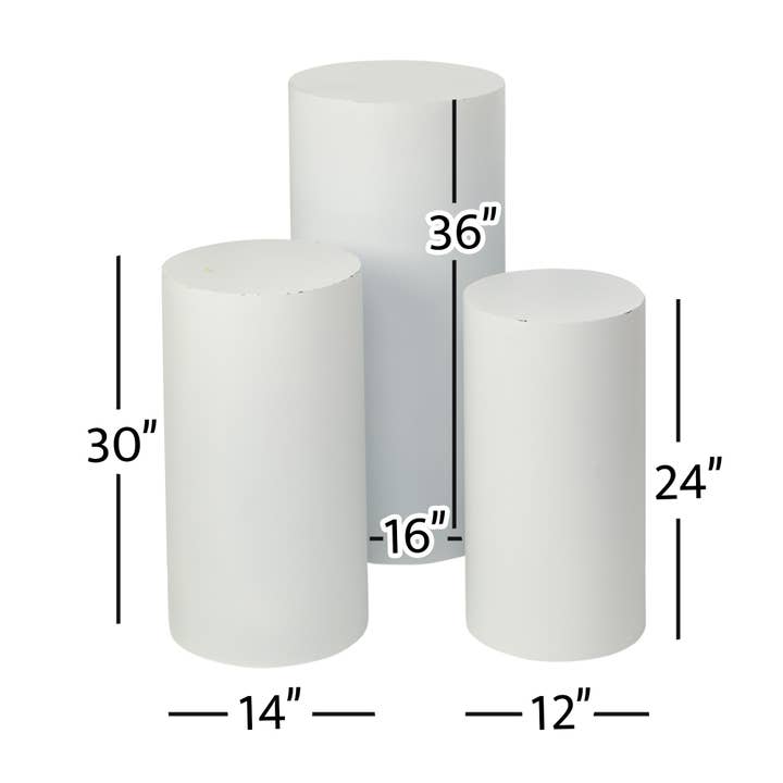 Metal Cylinder Pedestals Display 3pc/set - Matte White for wholesale on Faire1