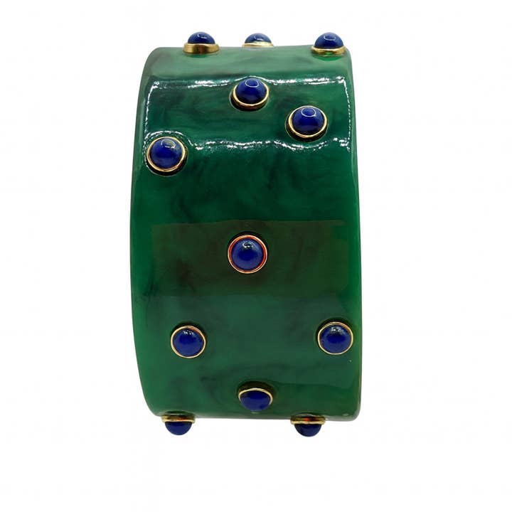 Bella Malachite Bangle With Turquoise Resin Stones for wholesale by Michael Nash Jewelry