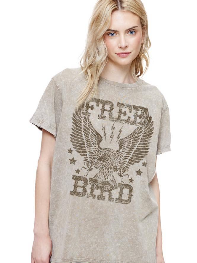 Free Bird Vintage Graphic Tunic Top for wholesale by Foryeri