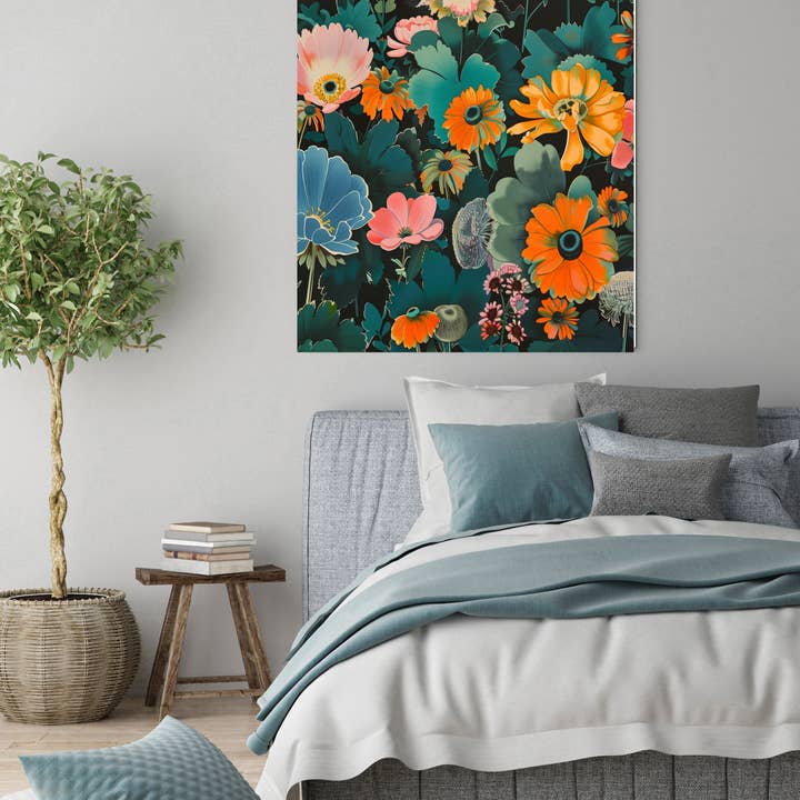 Kumo Art Prints - Vendita all'ingrosso Stampa artistica - Stampa d'Arte Giapponese di Fiori Neri Ispirata a Yayoi Kusama