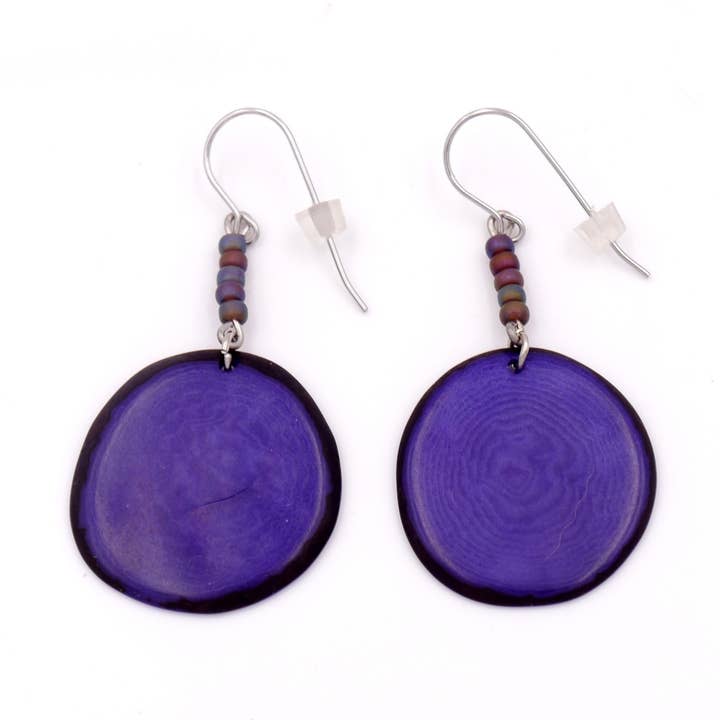 Tagua Earringe Lea, Plum for wholesale by mekhada
