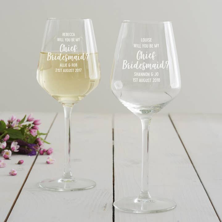 Becky Broome - Wholesale Wine glass - Personalised 'Be My Chief Bridesmaid?' Glass - Wine2