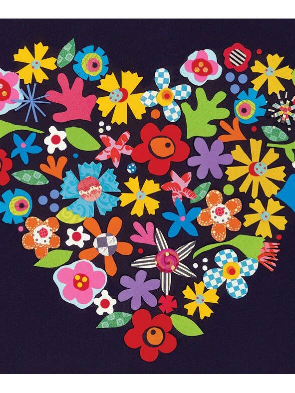Flower Heart on Black Card for wholesale by Iddy biddy boo design