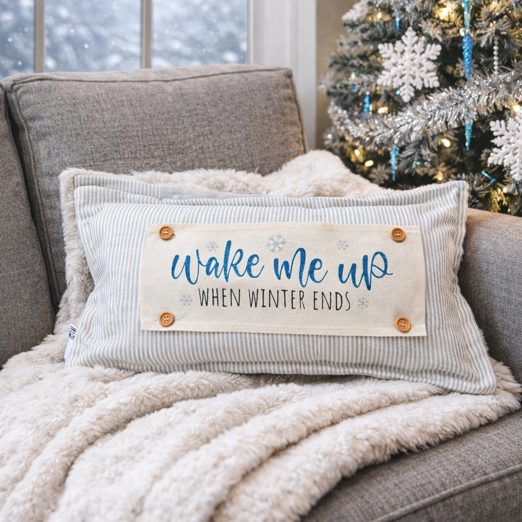 PillowPanels - Wholesale Lumbar Pillow - PILLOW ONLY (with insert) Gray/White Stripes TICKING PILLOW15