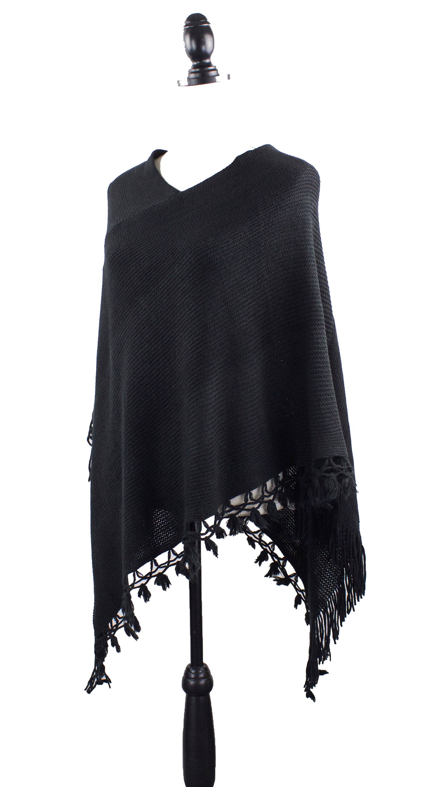 Fennco Styles - Venta al por mayor Poncho - Mujer - Suéter Poncho de Bloques de Color con Flecos39