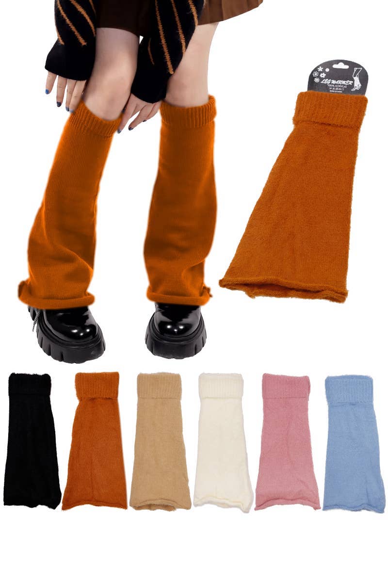 ASSORTED Fuzzy Flared Baggy Knitted Y2k Leg Warmers for wholesale on Faire0