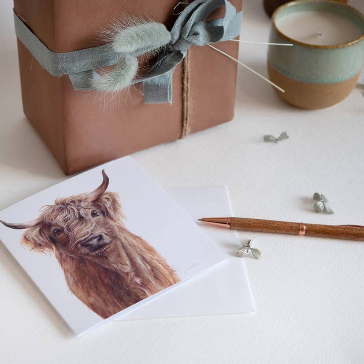 Jodie Westall Art - Wholesale Everyday greeting card - ‘Hamish’ Highland Cow - Greeting Card2