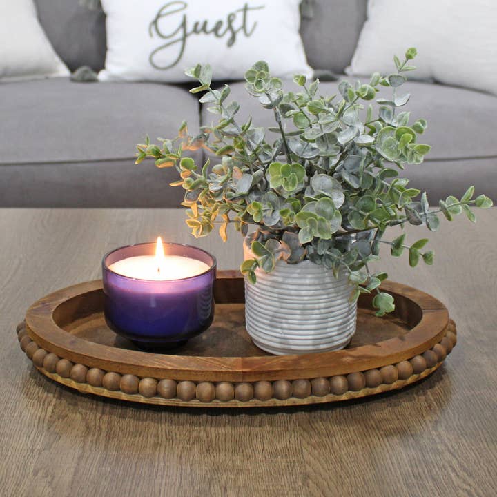 Kurated Korner - Wholesale Decorative Tray - Auldhome Design Wood Beaded Tray
