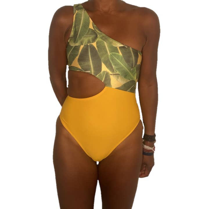 Maillot de bain 1 pièce à découpes Baiana - Imprimé Tropicana pour la vente par Brasini Swimwear + Brasini Fit