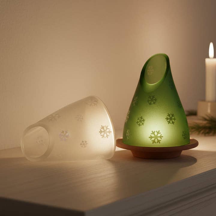 Upcycled Glass Lantern - Snowflakes Side Cut for wholesale by Dandarah