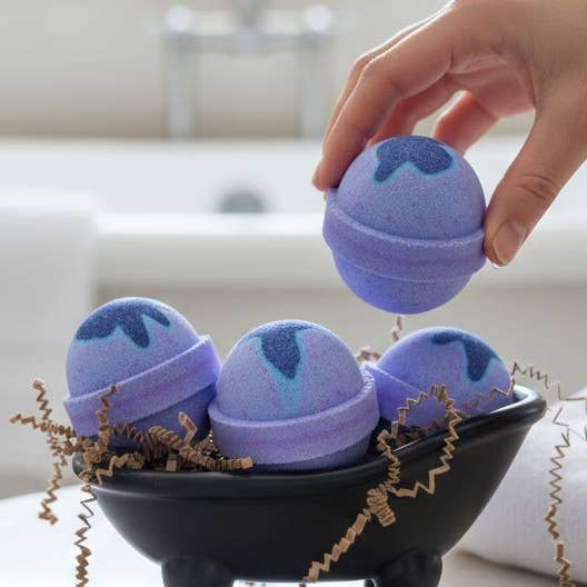 Lavender 2 Inch Round Bath Bomb (2.5 oz.) for wholesale by Bath Bums