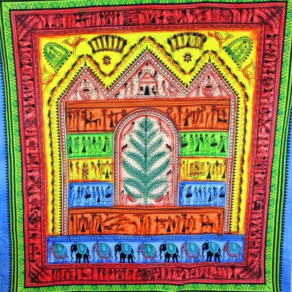 Harmonious Tribal Village Tapestry voor wholesale door Wild Lotus