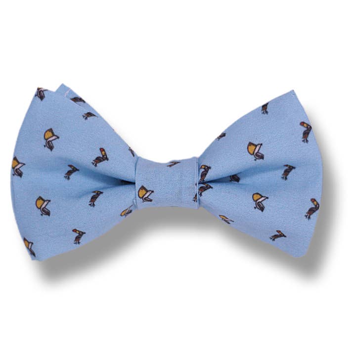 Summer Blue Bow Tie with Birds Pattern for wholesale by Le Noeud