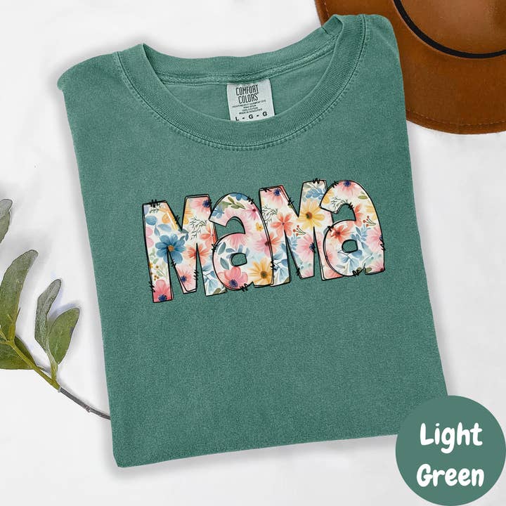 Epic Life - Designed – wholesale Screen printed t-shirt – Women′s – Floral Mama Shirt, Vintage Mama Graphic Tee, Comfort Colors Mom Shirt, Mother’s Day Gift, Aesthetic Mom T-Shirt, Cute Retro Mama Tee2