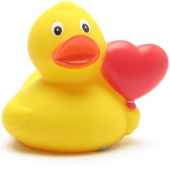 Duckshop - Vente Jouet pour le bain – bébé - Canard en caoutchouc avec ballon en forme de cœur2