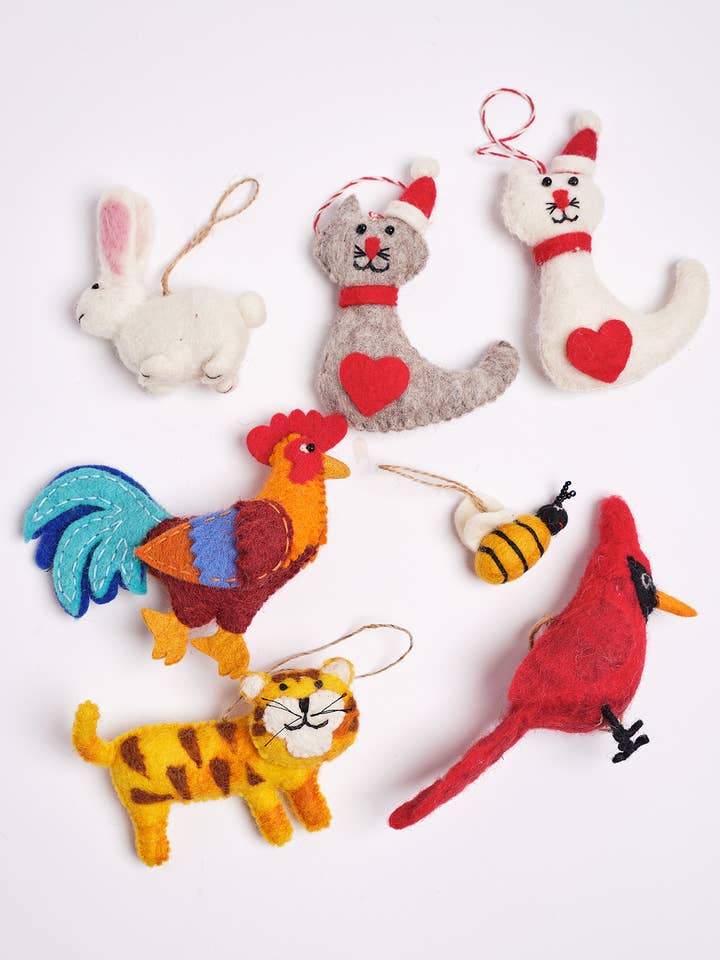 Vilten kerstversieringen. PL 2014 voor wholesale door Windhorse Trading Inc