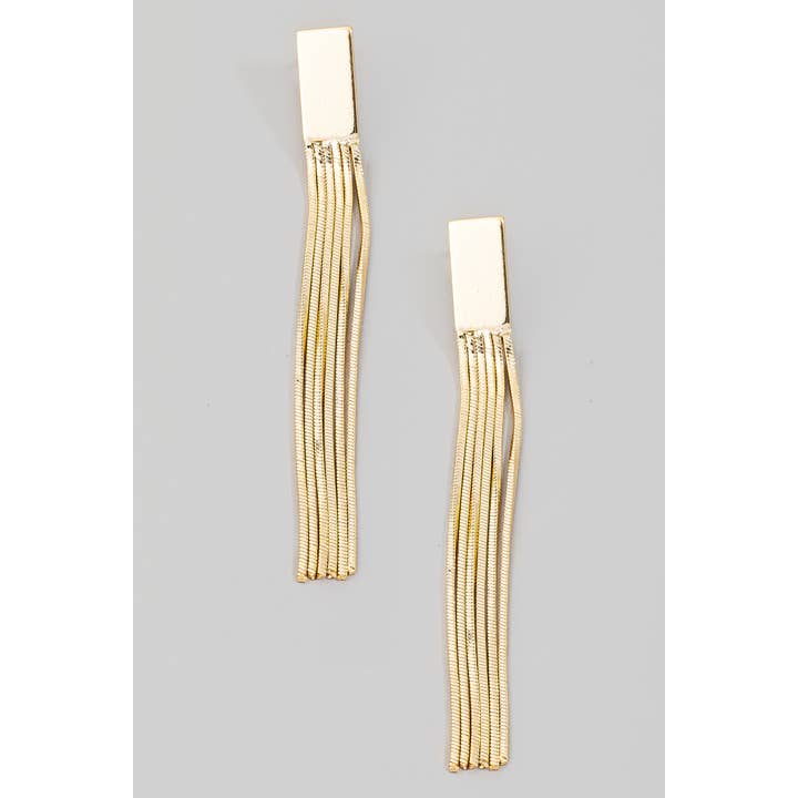 The Looks by Fame Accessories - Wholesale Dangle Earrings - Long Box Chain Fringe Earrings