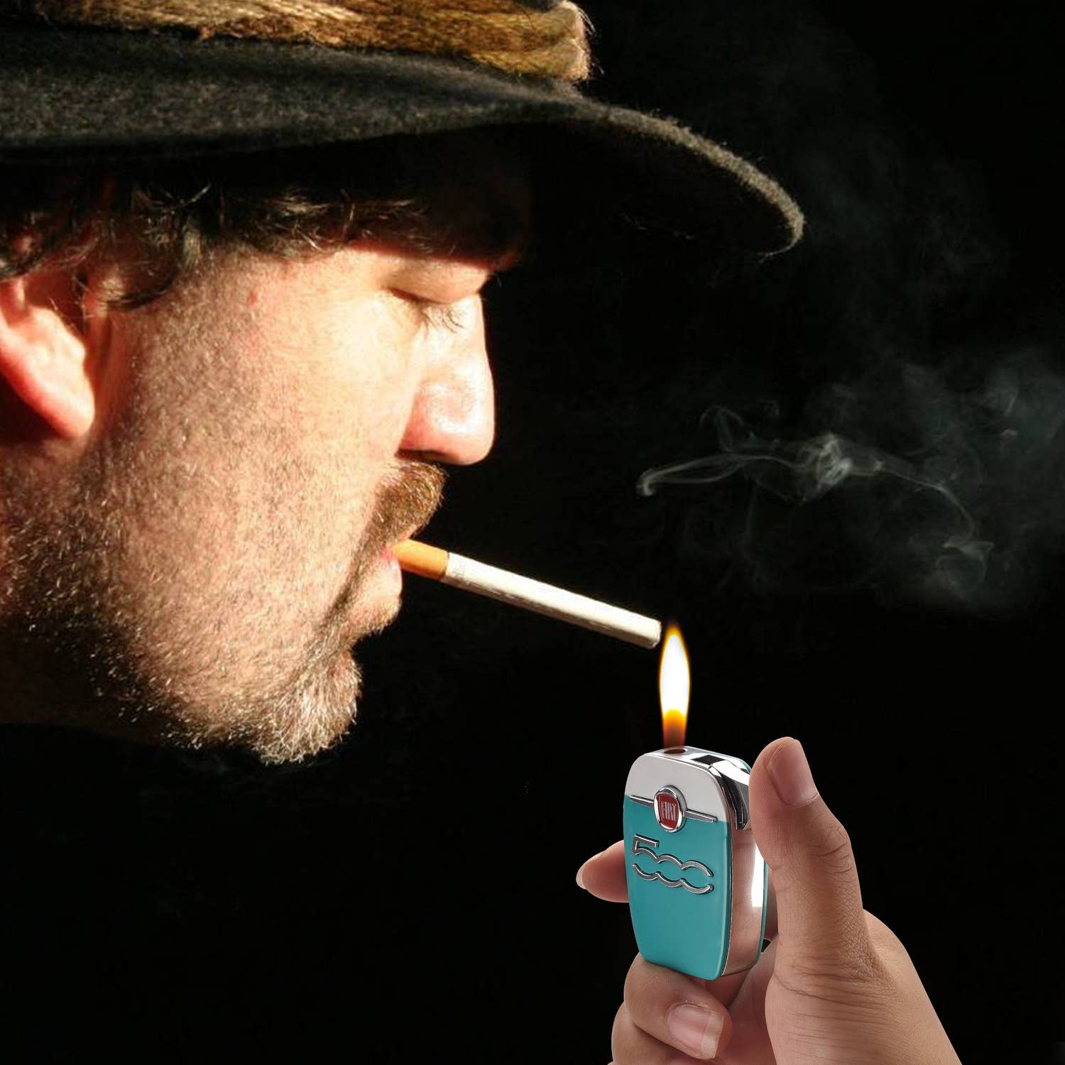 Champ by Polyflame - Wholesale Lighter - Fiat Display of 8 Square Lighters Fiat Cinquecento Metal6