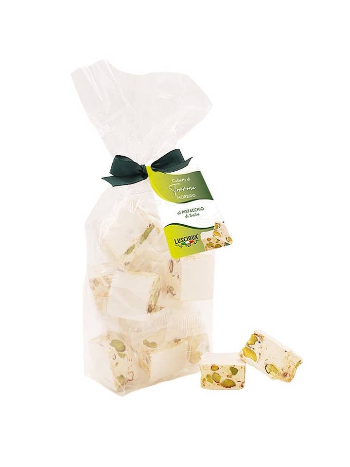 Pistacho Siciliano Soft Nougat Cubos | 100g por atacado de LUSCIOUX - OMNIA GROUP SRL