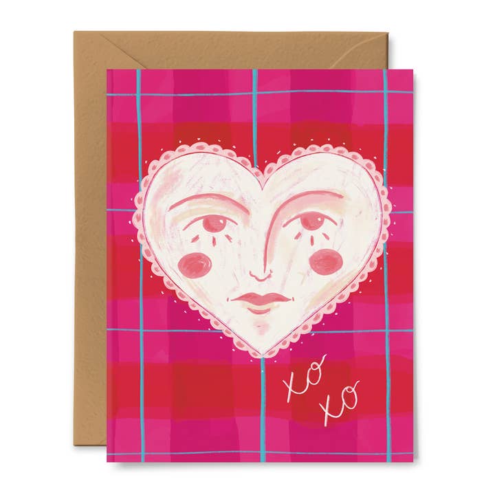 Carte de cœur XO pour la vente par Pink Pigeon Studio