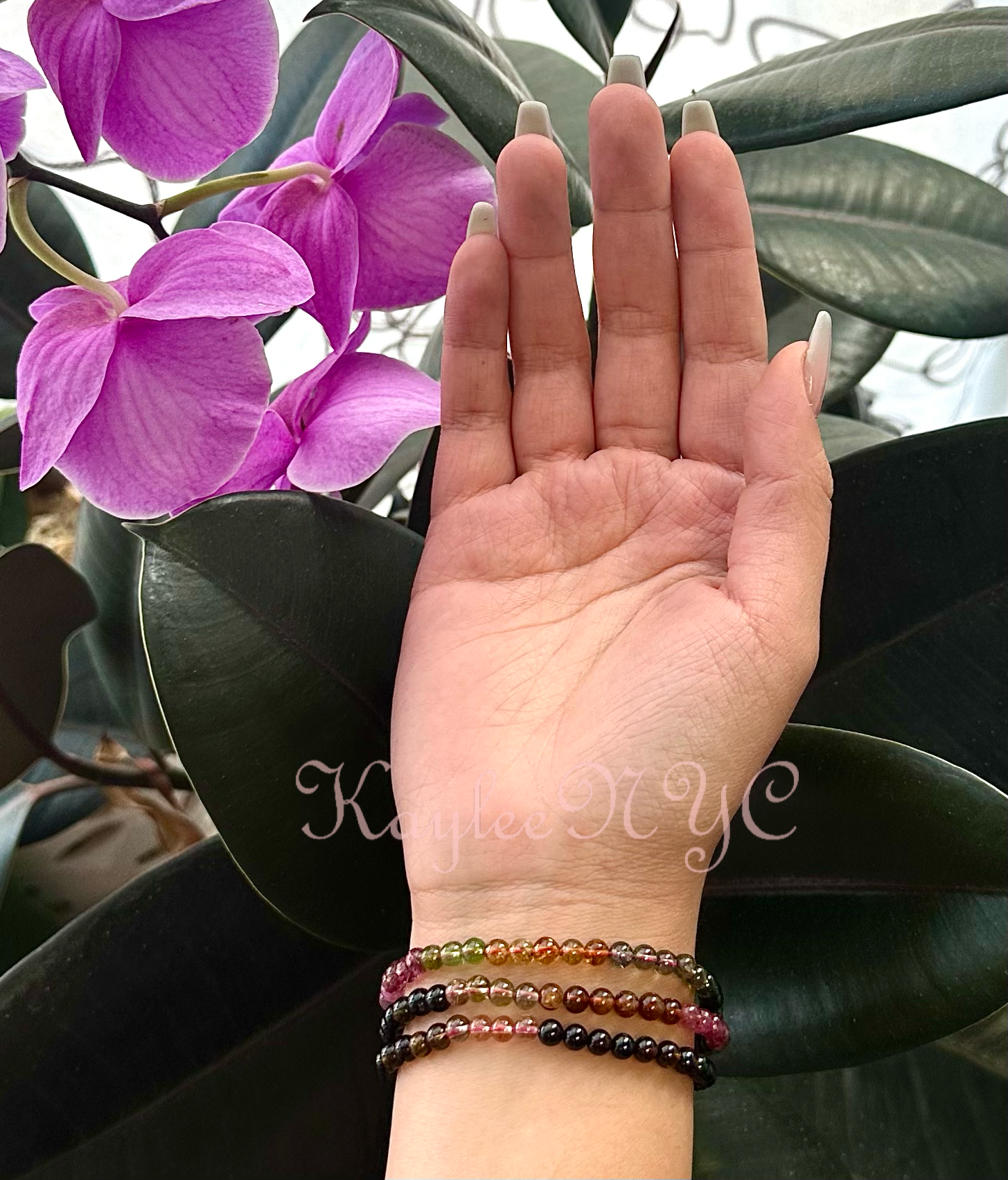 KayleeNYC - Wholesale Jewelry Set - Natural Watermelon Tourmaline 4mm 22” Bracelet/Necklace6