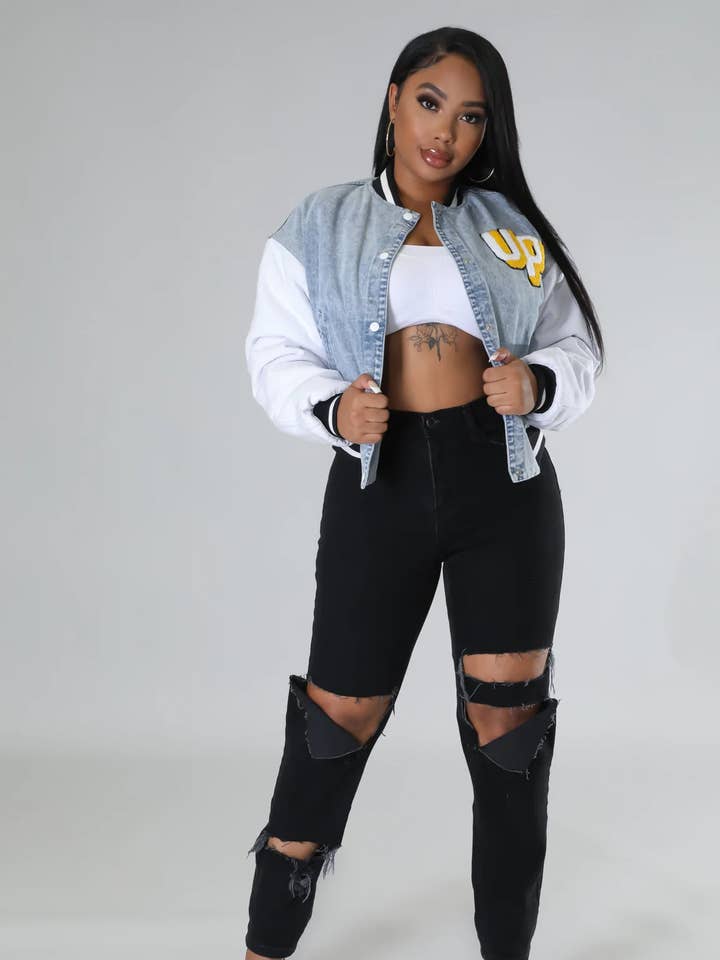 Chaqueta vaquera Varsity para venta al por mayor de 5besties inc