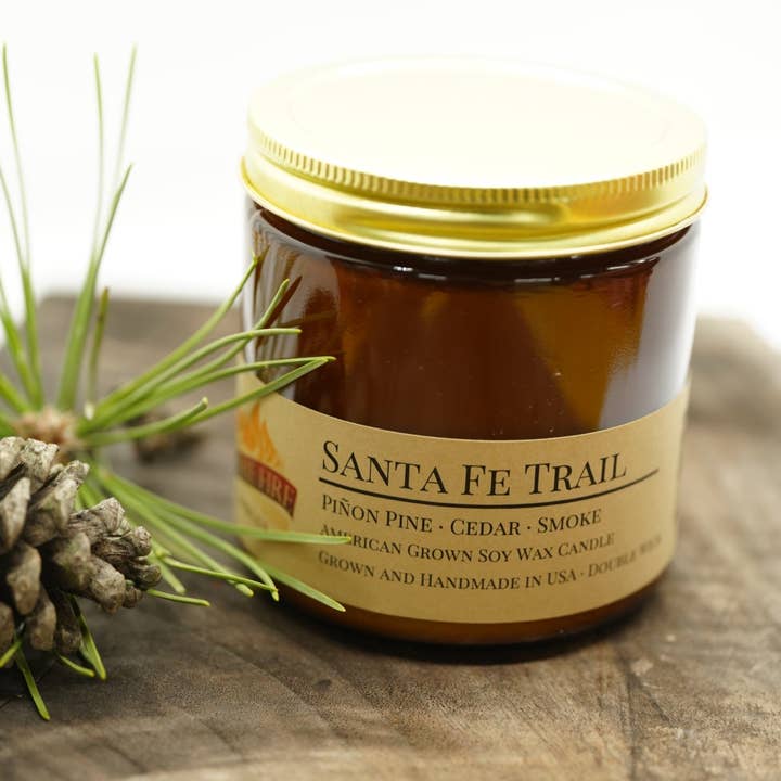 Prairie Fire Candles - Wholesale Jar/Filled Candle - Santa Fe Trail Soy Wax Candle | 16 oz Double Wick Amber Apot1