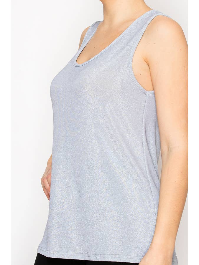 GREY SUBTLY SPARKLY LUREX FABRIC TANK TOP-4844GREY for wholesale on Faire